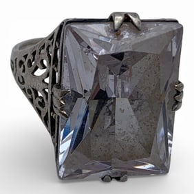 Sterling Silver & Clear Stone Ring