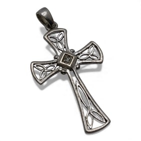 Sterling Silver & Diamond Cross Pendant