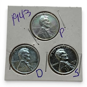 Set Of 1943 P, D, S, W W Il Steel Cents
