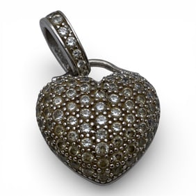 Sterling Silver & Clear Stone Heart Pendant