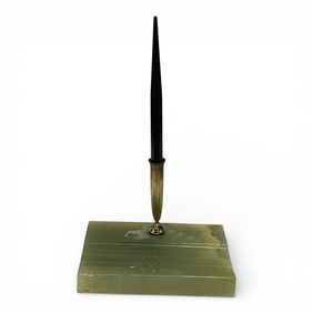 Vintage Desk Fountain Pen Set On Onyx Base
