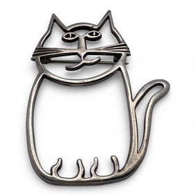 Sterling Silver Cat Pin