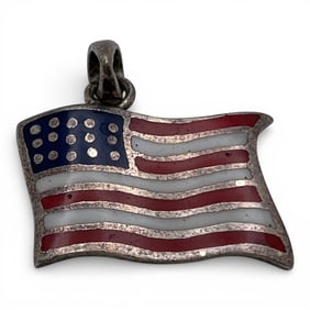 Sterling Silver Enameled American Flag Charm