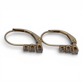 Pair Of 14k Yellow Gold & Diamond Earrings