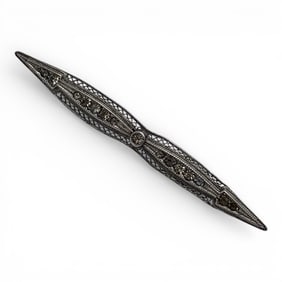 Sterling Bar Pin With Rhinestones