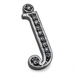 Sterling Silver & Clear Stone J Pendant