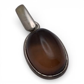 Sterling Silver & Orange Stone Pendant