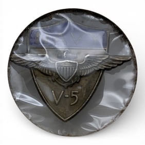 Sterling Silver Navy V-5 Pin