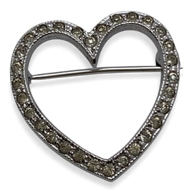 Sterling Silver & Rhinestone Heart Pin