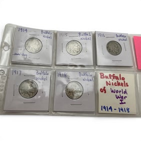 5 Buffalo Nickels Of World War I