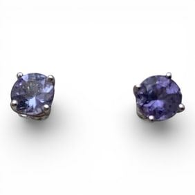 Pair Of 14k White Gold & Tourmaline Earrings