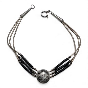 Sterling Silver & Black Stone Bracelet