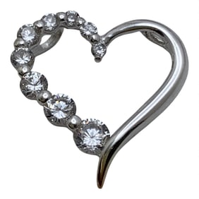 Sterling Silver & Clear Stone Heart Pendant