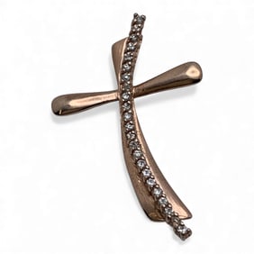 Sterling Silver Bronze Tone Cross Pendant