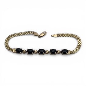 14k Yellow Gold & Black Stone Bracelet