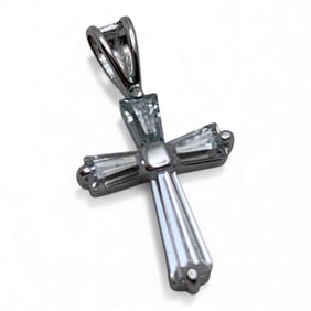 Sterling Silver & Cubic Zirconia Cross Pendant