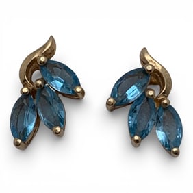 14k Yellow Gold & Blue Spinel Earrings
