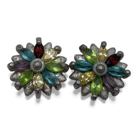 Sterling Silver Earrings With Colored Stones