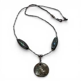 Silver & Abalone Pendant Necklace