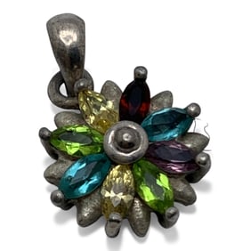 Sterling Silver Pendant With Colored Stones
