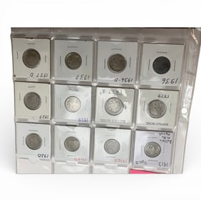 Sheet Of 12 Different Buffalo Nickels