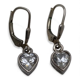 Pair Of Sterling Silver & Clear Stone Earrings