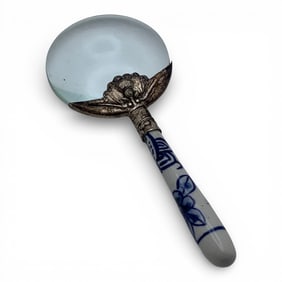 Silver & Porcelain Handle Magnifying Glass
