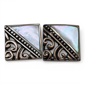 Pair Of Sterling & Mother Of Pearl Earrings