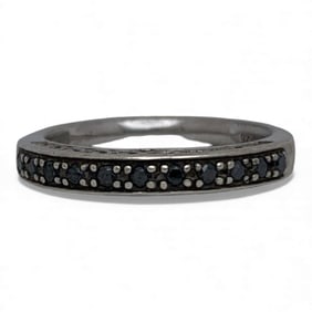 Sterling Silver Ring With Black Stones