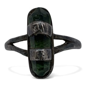 Silver Ring With Green Stone