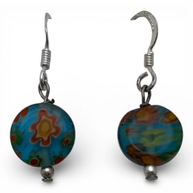 Sterling Silver Art Glass Earrings