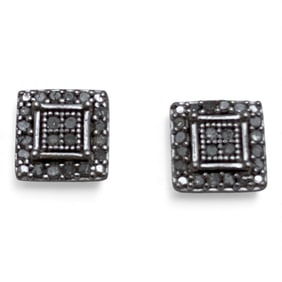 Pair Of Sterling Silver & Diamond Earrings
