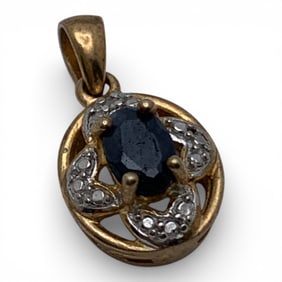 Sterling Gold Tone Pendant With Sapphire