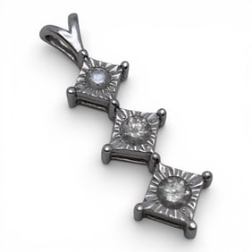 Sterling Silver Pendant With Clear Stones