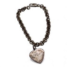 Sterling Silver Bracelet With Heart Charm