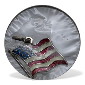 Sterling Silver Enameled American Flag Pendant