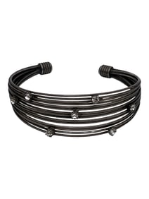 Silver Cuff Bracelet With Clear Stones