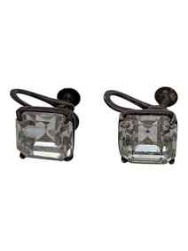 Pair Of Sterling Silver & Clear Stone Earrings
