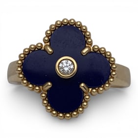 18k Yellow Gold Diamond & Blue Stone Ring