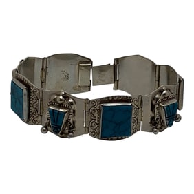 Silver & Blue Stone Bracelet