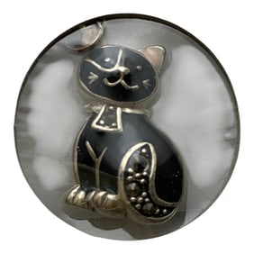 Sterling Silver Enameled Cat Charm