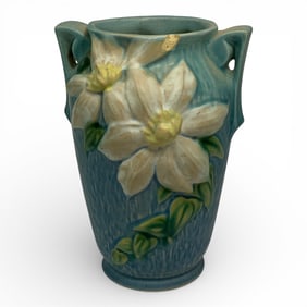 Vintage Roseville Pottery Clematis Pattern Vase