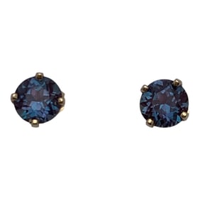 Pair Of 14k Yellow Gold & Blue Topaz Earrings
