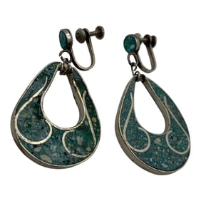 Silver & Green Stone Earrings