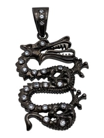 Sterling Silver Dragon Pendant With Stones