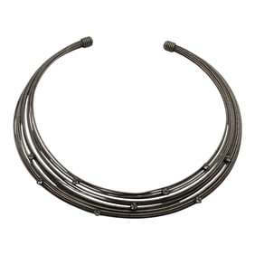 Silver & Clear Stone Collar Necklace