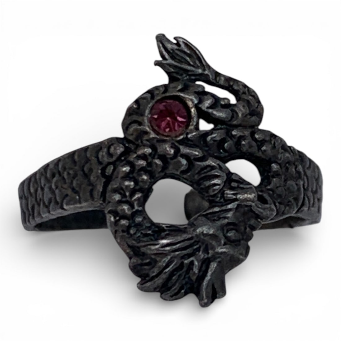 Sterling Silver Dragon Ring With Purple Stone (1 of 3)