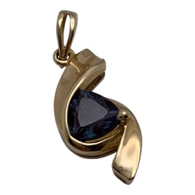 14k Yellow Gold & Blue Sapphire Pendant