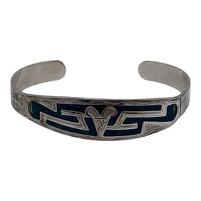 Silver & Blue Stone Cuff Bracelet