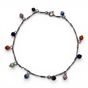Sterling Silver Bracelet With Colored Stones